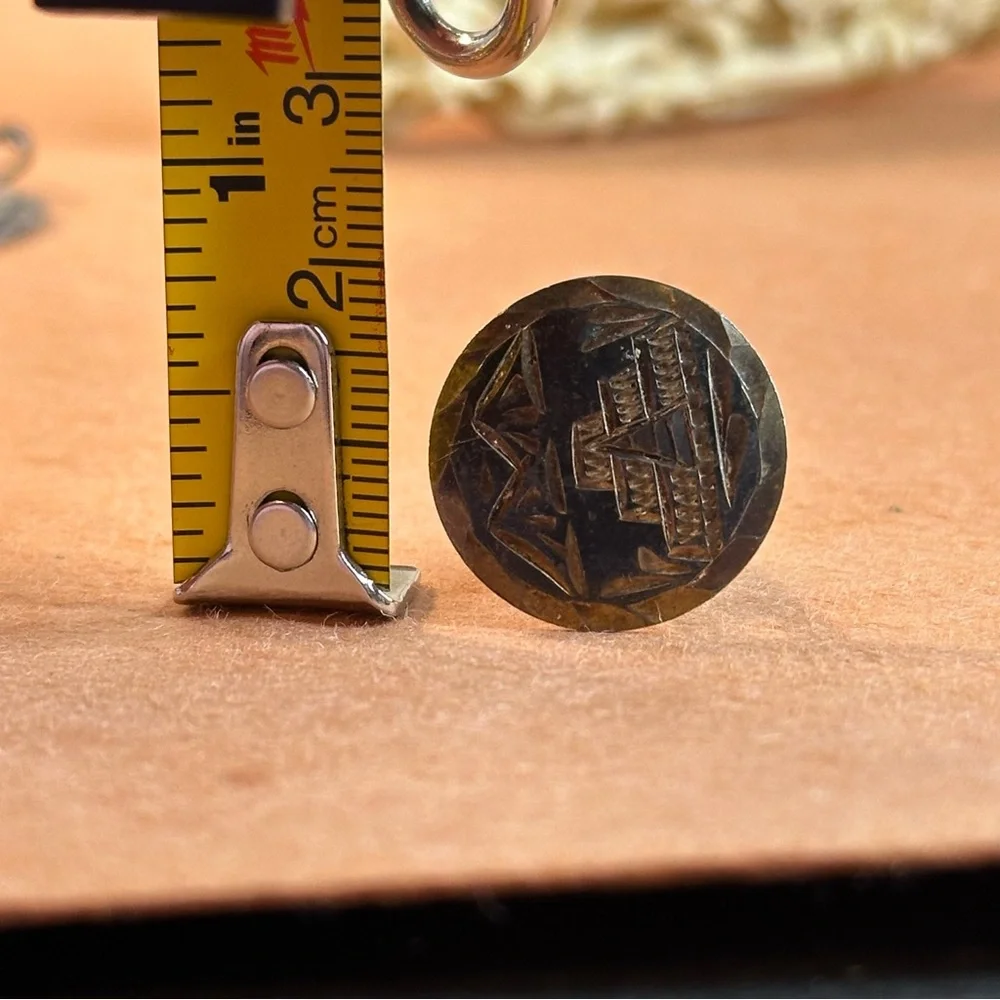 Mexico 925 Vintage Aztec Mayan Temple Alpaca Engraved Cuff Links Sterling Silver